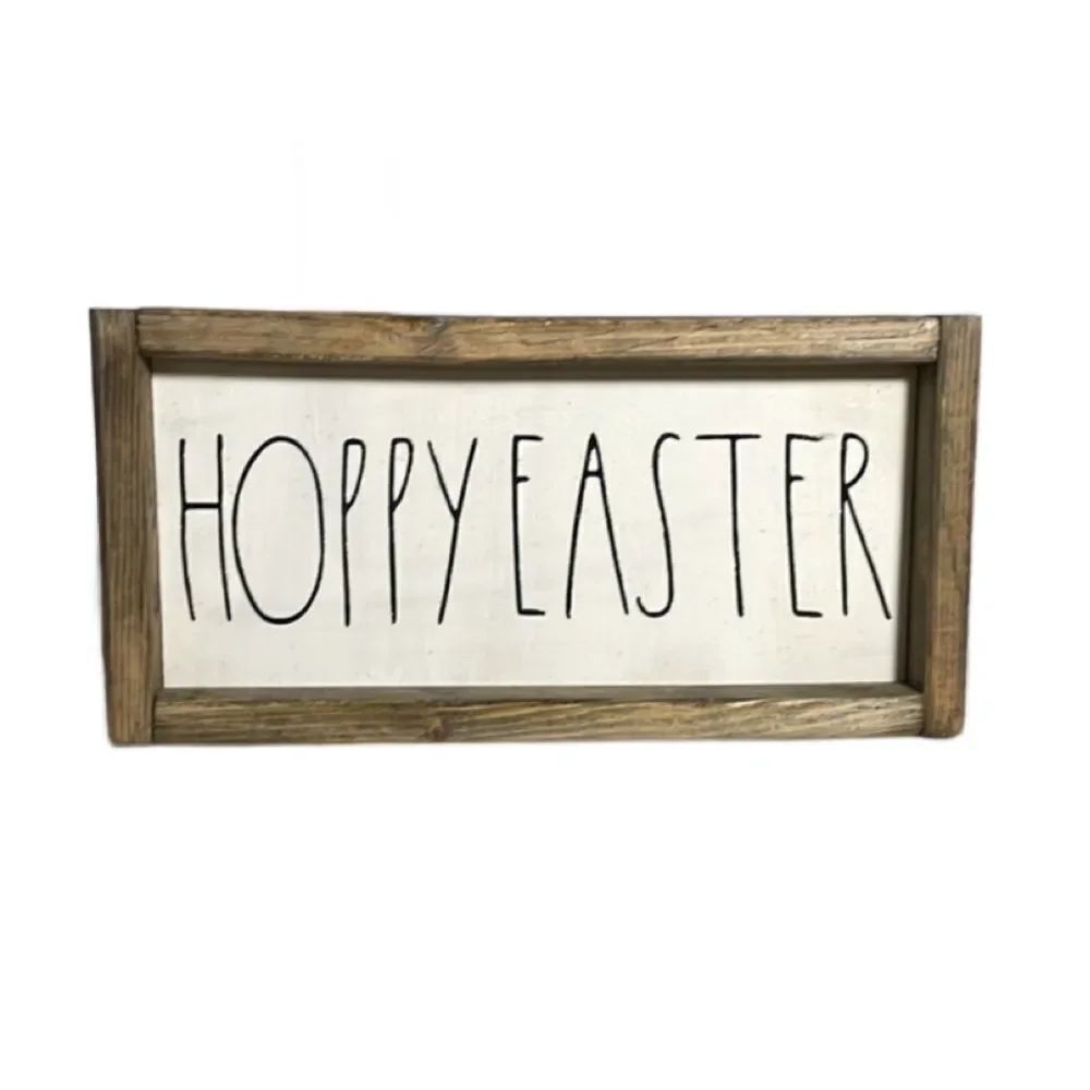 Rae Dunn “Hoppy Easter” Wooden Easter Holiday Decoration